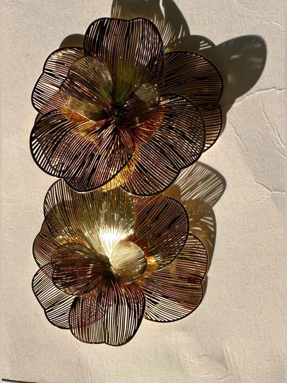 Gold Floral Glass Decorative Accent Pair